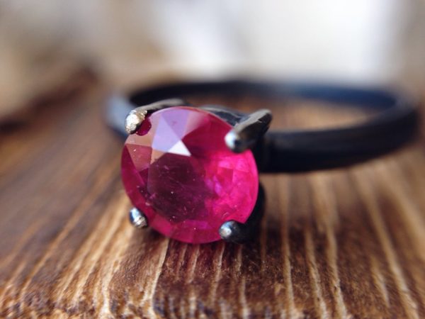 Natural Ruby Ring Oxidized Silver Ring