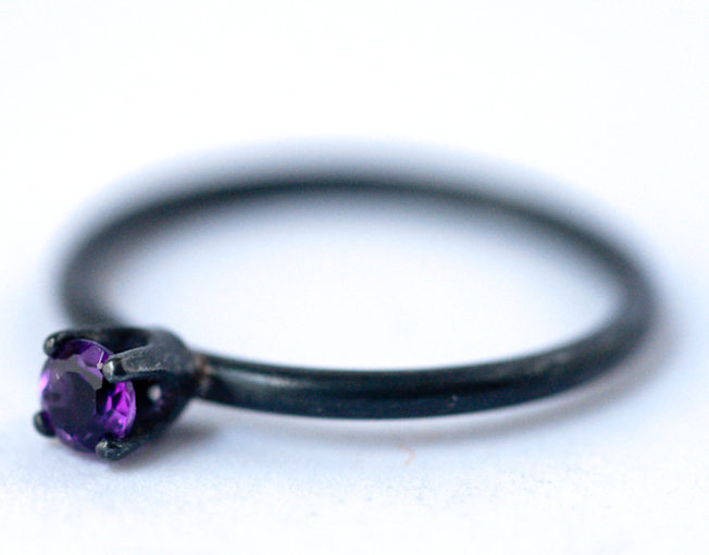 February Birthstone Ring-Amethyst Oxidized Silver Ring |LoveGem Studio