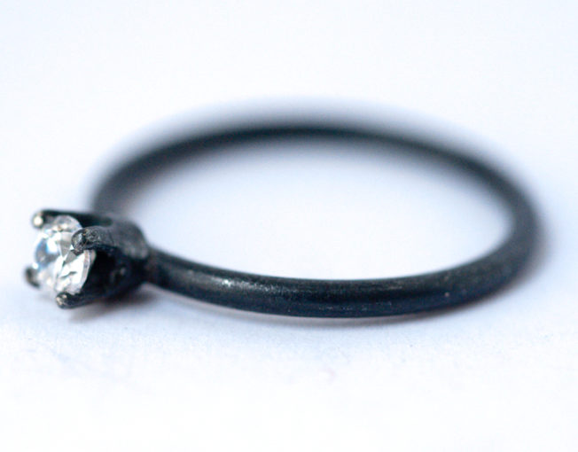 April Birthstone Ring – Cubic Zirconia Oxidized Silver Ring | LoveGem