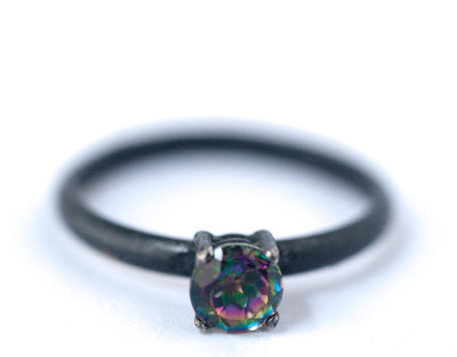 Natural Mystic Topaz Ring – Oxidized Silver Ring | Lovegem Studio