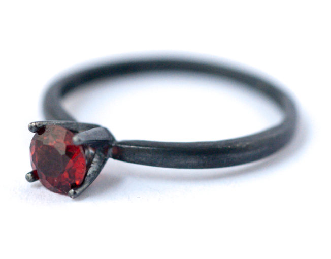 Garnet Ring – Oxidized Silver Ring | LoveGem Studio Handmade Jewelry