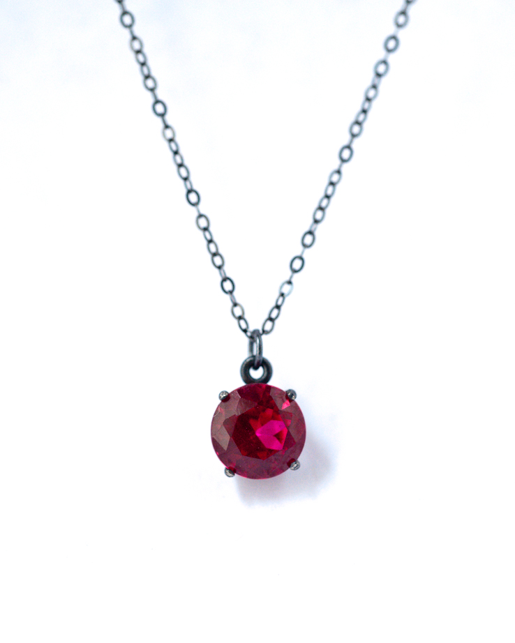 Ruby Necklace – Oxidized Silver | LoveGem Studio Handmade Jewelry