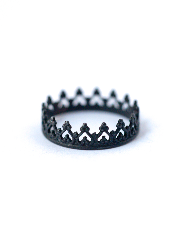 Queen Crown Ring – Oxidized Silver Stackable Rings| LoveGem Studio