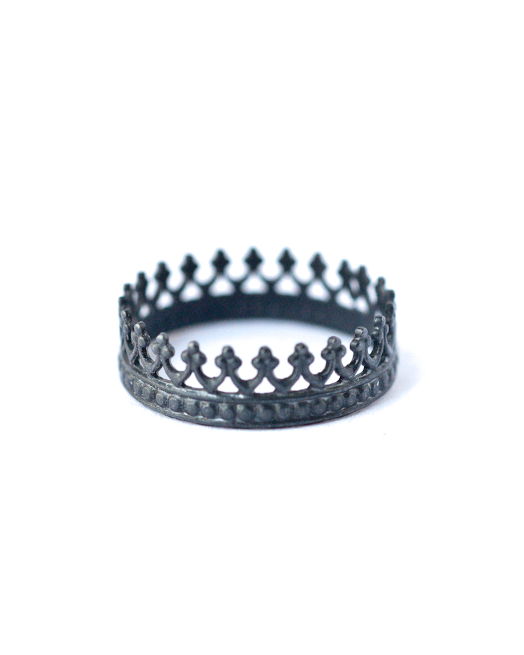 King Crown Ring – Oxidized Silver Stackable Ring – by LoveGem Studio