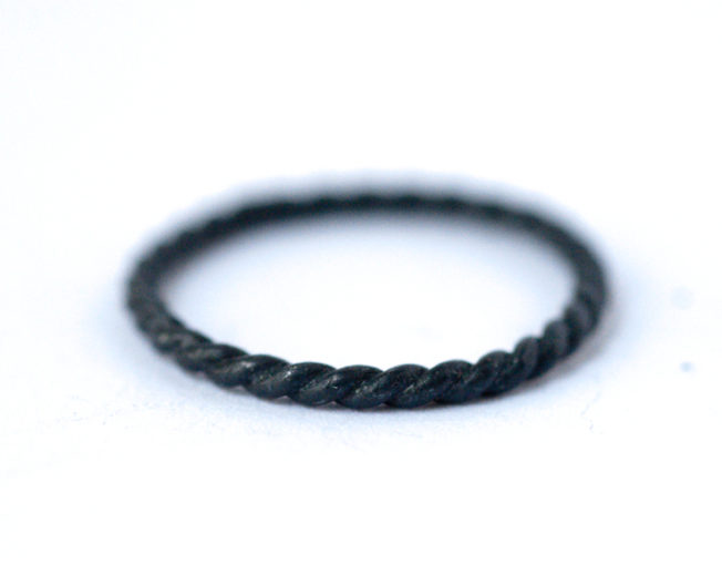 Twisted Ring – Oxidized Silver Stackable Ring | LoveGem Studio