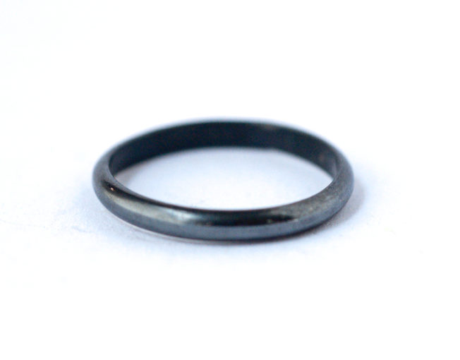 Half Round Simple Silver Ring – Oxidized Silver | LoveGem Studio