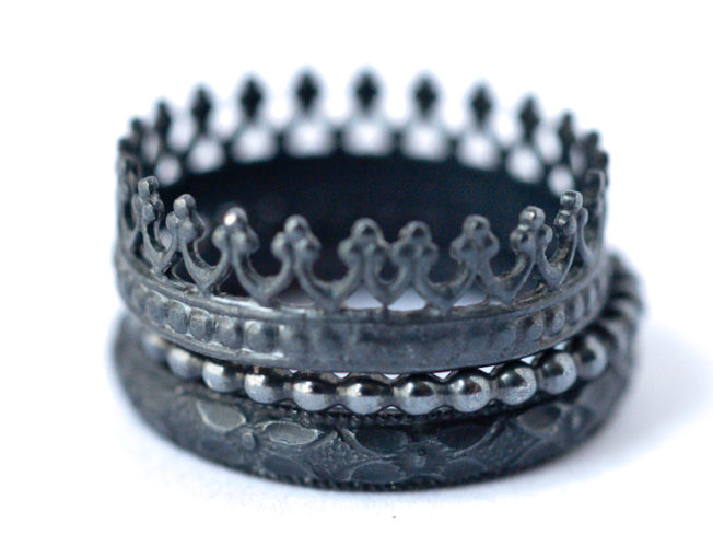 Unique Oxidized Silver Stackable Rings – by LoveGem Studio