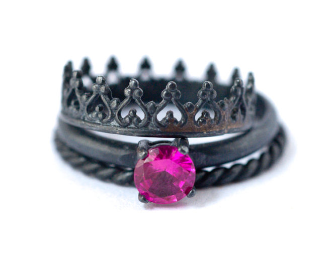 Ruby Stackable Gemstone Rings – Oxidized Silver | by LoveGem Studio