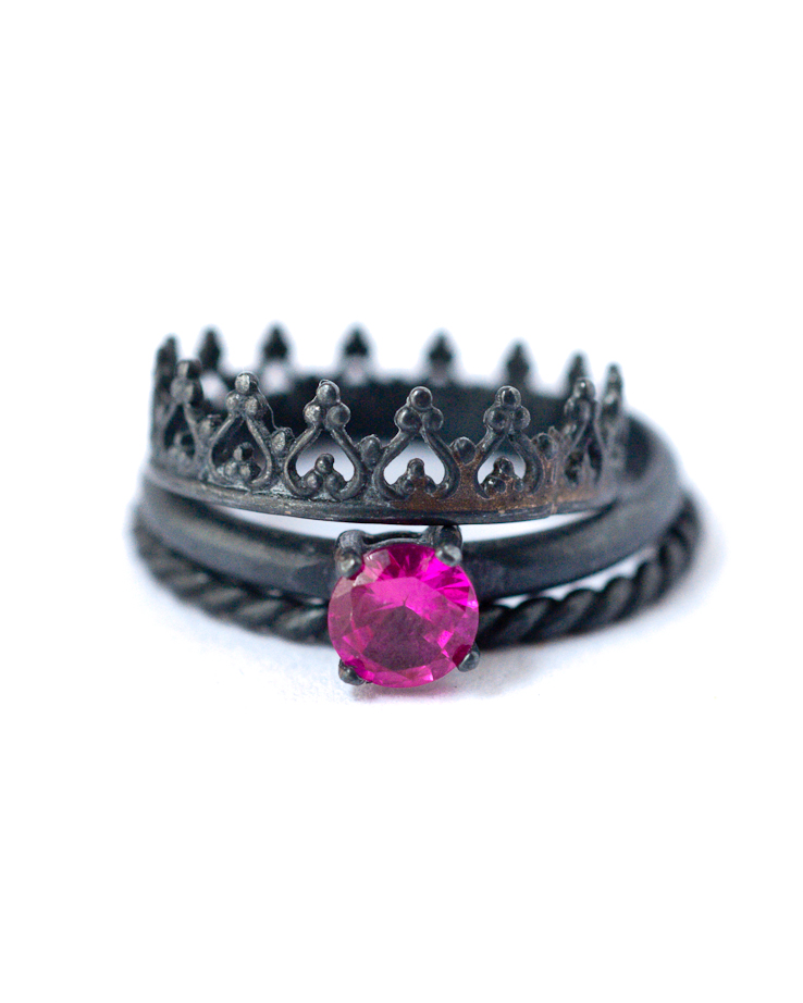 Ruby Stackable Gemstone Rings - Oxidized Silver | by LoveGem Studio