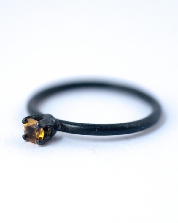 November Birthstone Ring-Citrine Oxidized Silver Ring | LoveGem Studio