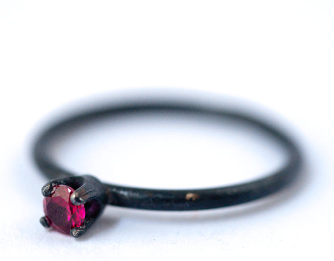 July Birthstone Ring – Ruby Oxidized Silver Ring | LoveGem Studio