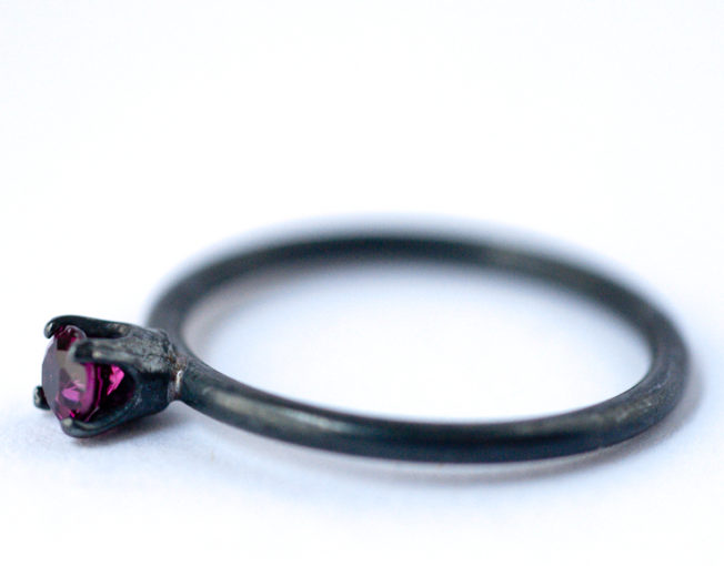 January Birthstone Ring -Garnet Oxidized Silver Ring | LoveGem Studio
