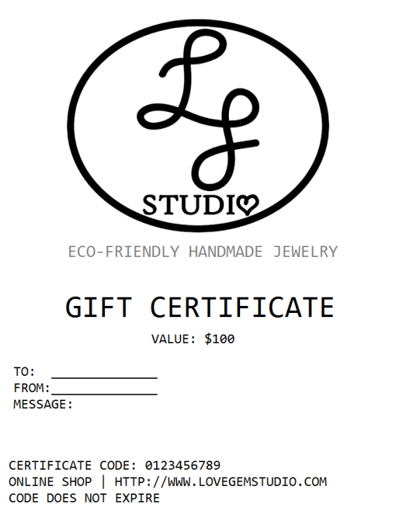 Gift Certificate – Last Minute Gifts | LoveGem Studio