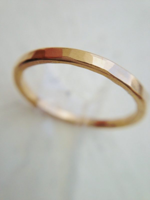 Hammered Wedding Band – 14K Solid Gold Ring