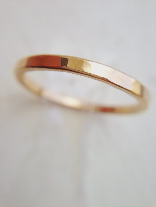 Hammered Wedding Band – 14K Solid Gold Ring