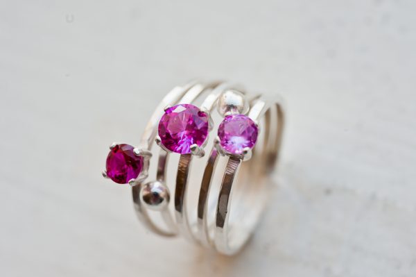 Blossom – Pink Gemstone Ring Set of 5