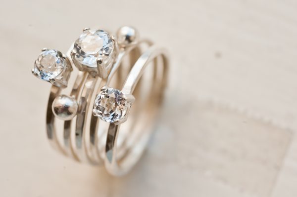 White Topaz gemstone ring set