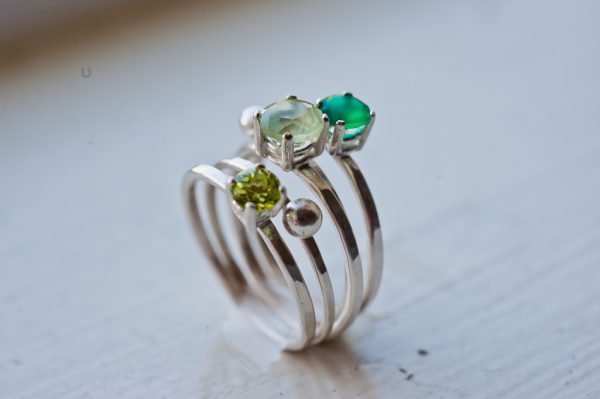 Green Gemstone Ring Set