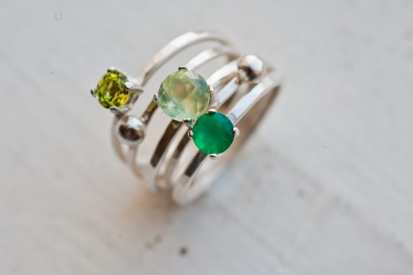 Green Gemstone Ring Set