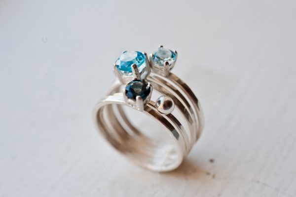 Blue Topaz Gemstone Ring Set