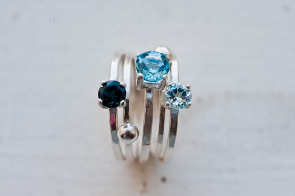 Blue Topaz Gemstone Ring Set