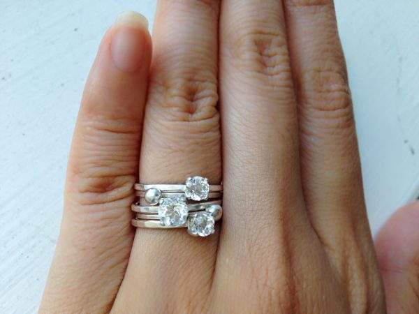 White Topaz gemstone ring set