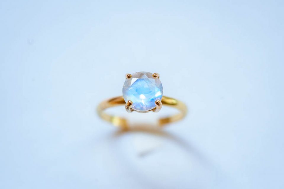 14K Gold Moonstone Ring, Engagement Ring